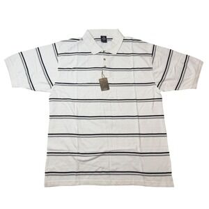 VTG Jordan Craig Mens 3XL White Black Gray Stripe Short Sleeve Polo Shirt Cotton
